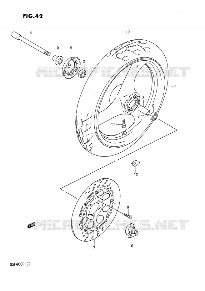 FRONT WHEEL Suzuki MOTO 400 BANDIT 1992  GSF400N(E2)
