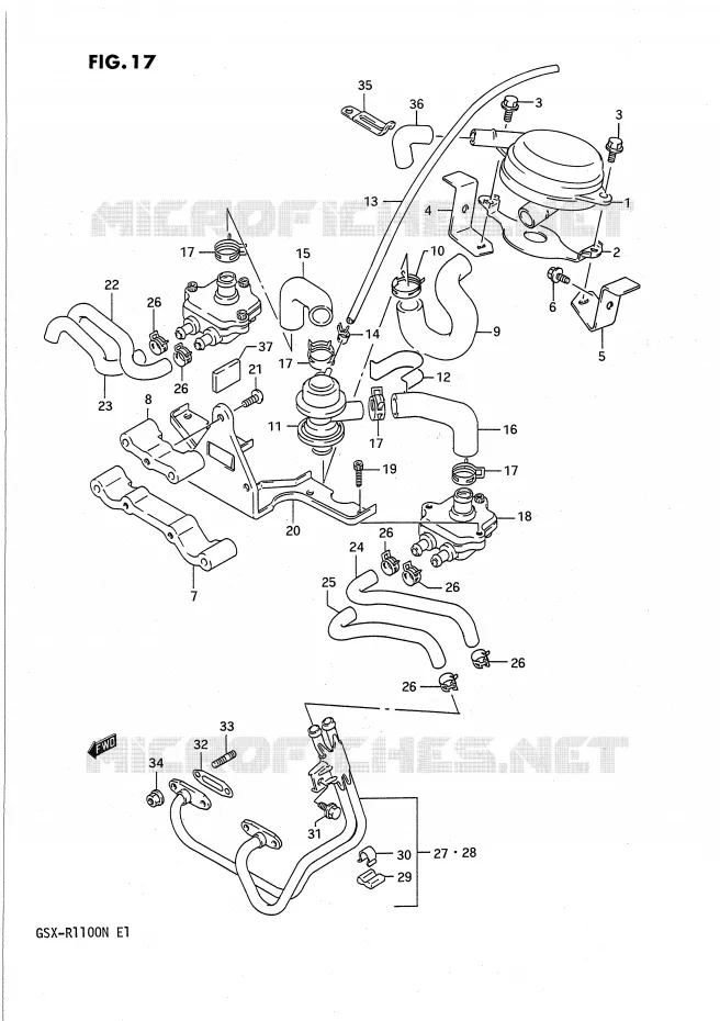 FUEL EVAP SYSTEM (E18,E39) Suzuki MOTO 1100 GSX-R 1991  GSX-R1100M(E1)