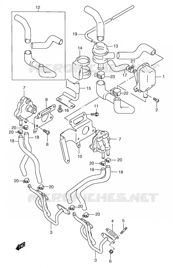 FUEL EVAP SYSTEM (GSF1200ST/SV/SW/SX/SY E18) Suzuki MOTO 1200 BANDIT 1998  GSF1200SW(E2)