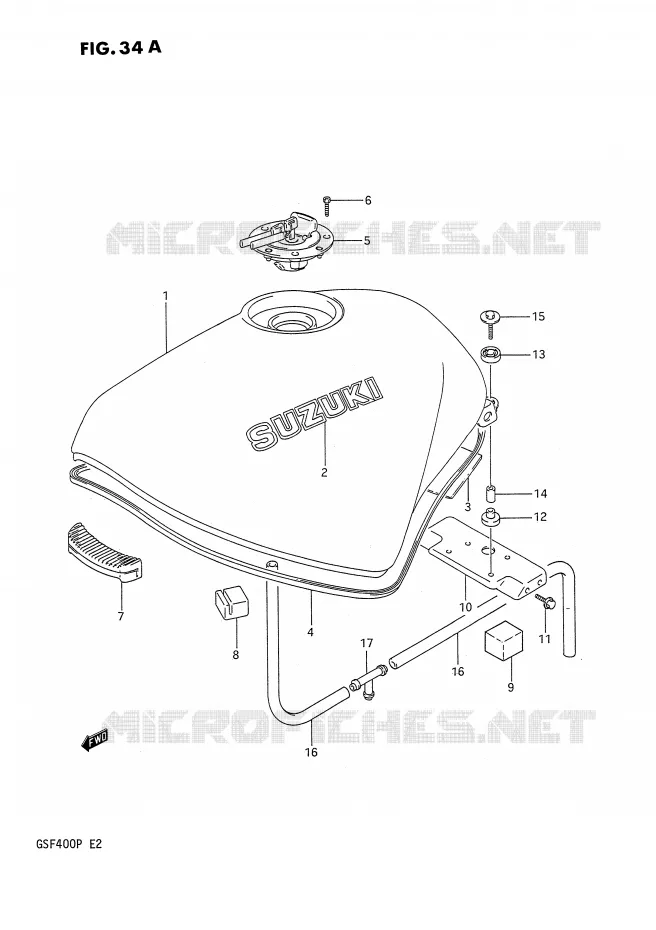 FUEL TANK (E30) Suzuki MOTO 400 BANDIT 1992  GSF400N(E2)