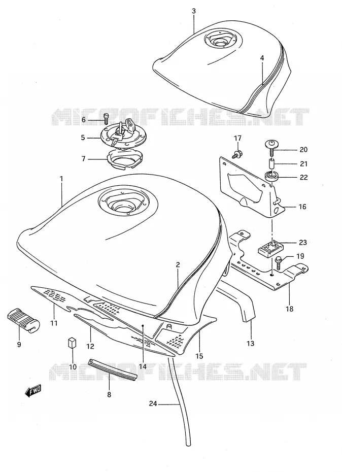 FUEL TANK (MODEL J/K) Suzuki MOTO 1100 GSX-F 1992  GSX1100FN(E28)
