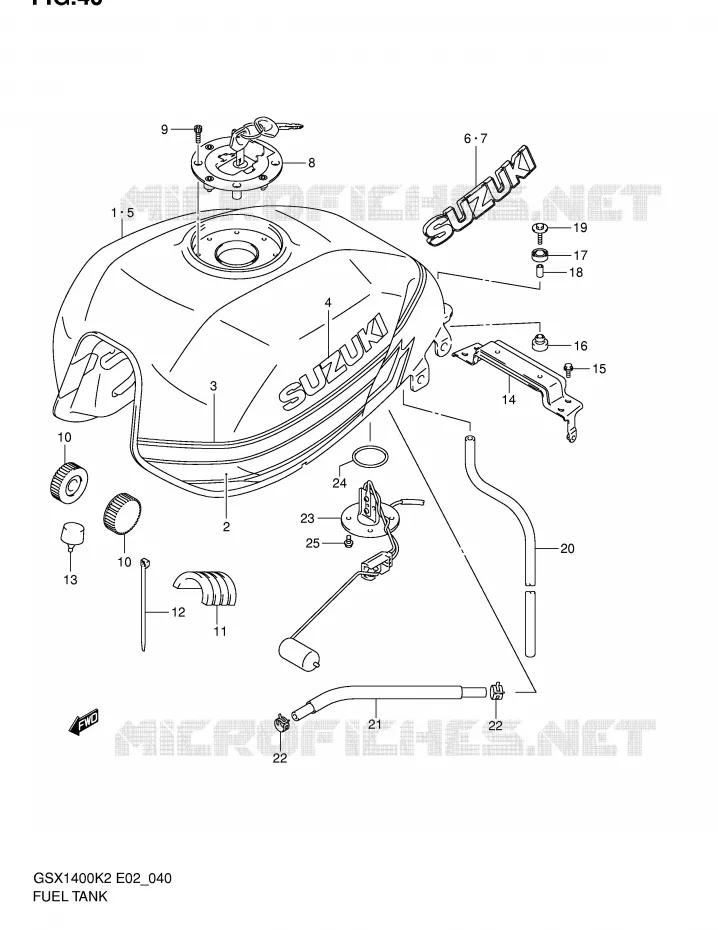 FUEL TANK (MODEL K2) Suzuki MOTO 1400 GSX 2005  GSX1400U1K5(E2)