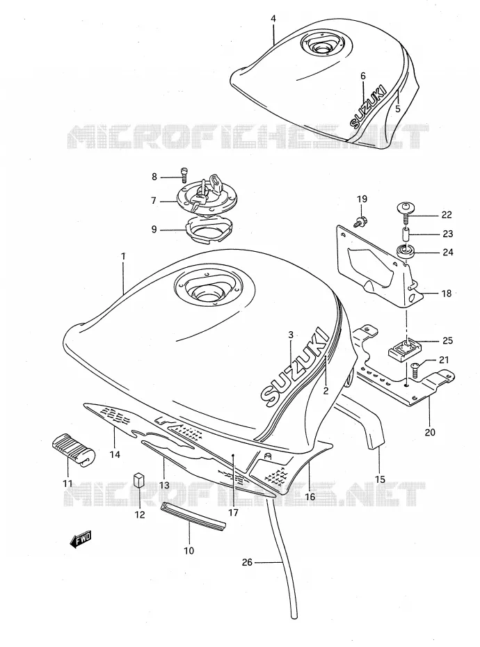 FUEL TANK (MODEL L/M) Suzuki MOTO 1100 GSX-F 1993  GSX1100FP(E28)