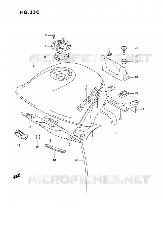 FUEL TANK (MODEL N/P/R) Suzuki MOTO 1100 GSX-F 1991  GSX1100FM(E2)