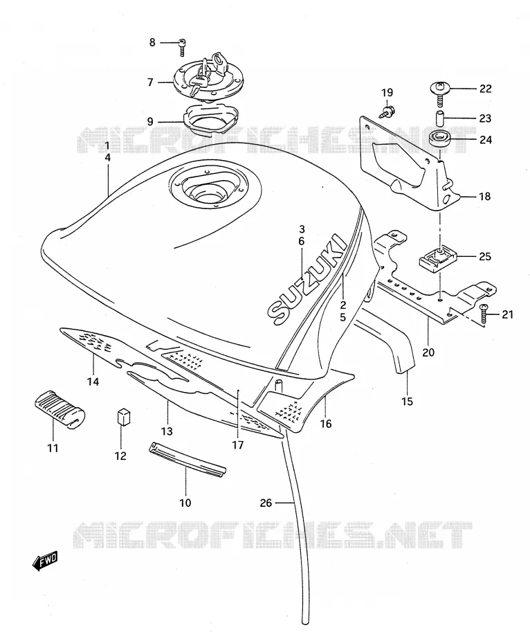 FUEL TANK (MODEL N/P) Suzuki MOTO 1100 GSX-F 1993  GSX1100FP(E28)