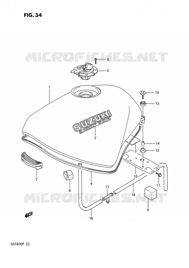 FUEL TANK Suzuki MOTO 400 BANDIT 1992  GSF400N(E2)