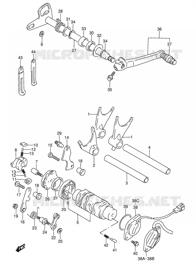 GEAR SHIFTING ASSY Suzuki MOTO 1100 GSX-R 1997  GSX-R1100WV(E28)