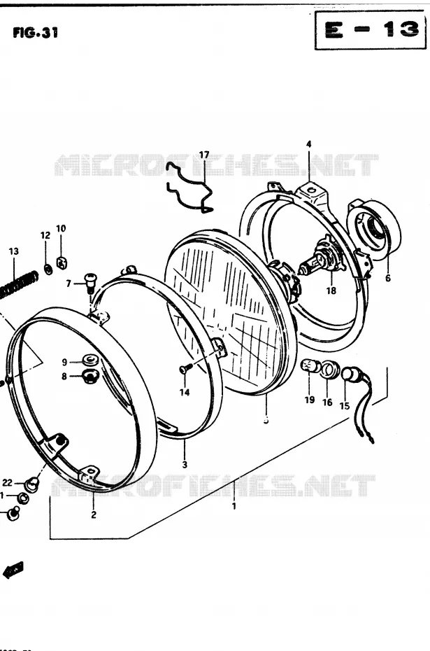 HEADLIGHT (E17, E21, E25, E34) Suzuki MOTO 850 GS 1983  GS850GD(E1)