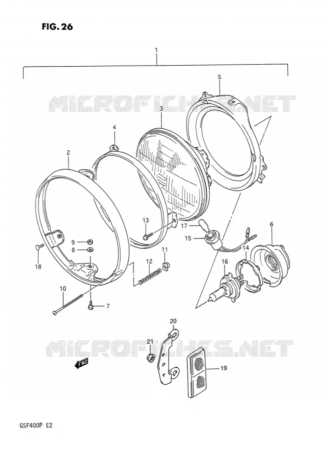 HEADLIGHT (MODEL M/N) Suzuki MOTO 400 BANDIT 1992  GSF400N(E2)