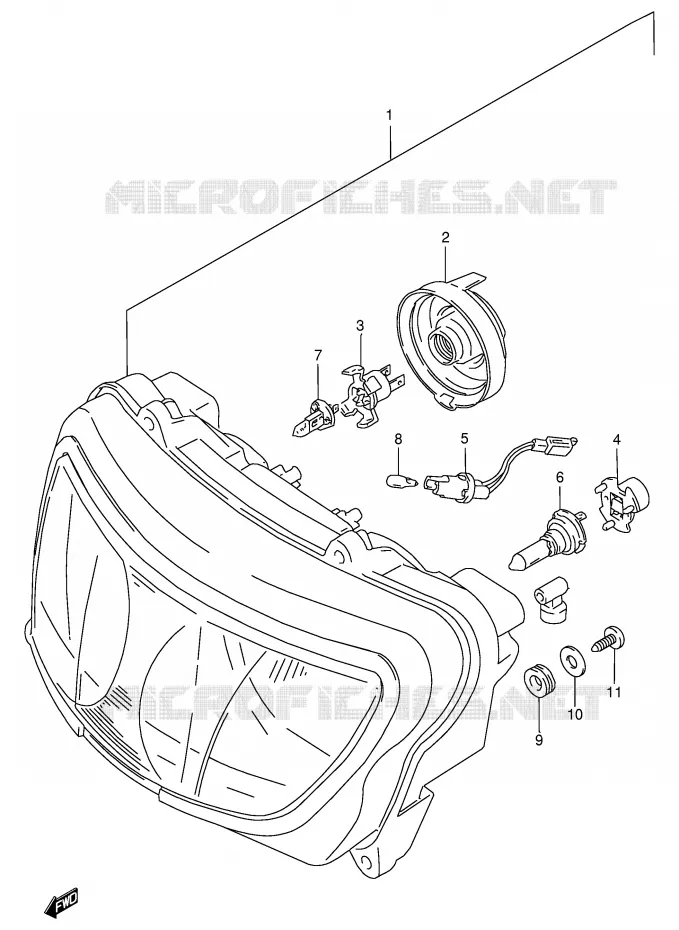 HEADLIGHT (MODEL W/X E4,E18,E22,E25,E34,E39,P37) Suzuki MOTO 750 GSX-R 1999  GSX-R750X(E2)
