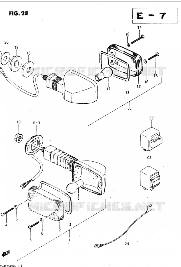 INDICATORS (E2,E4,E15,E16,E17,E18,E21,E22,E34,E39) Suzuki MOTO 750 GSX-R 1986  GSX-R750RG