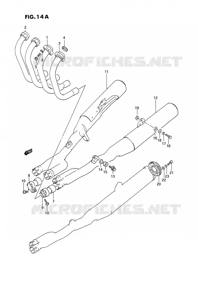 MUFFLER (MODEL K/L/M/N/P/R) Suzuki MOTO 1100 GSX-F 1991  GSX1100FM(E2)