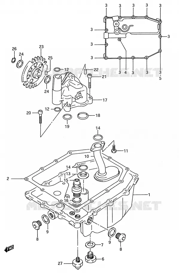 OIL PAN - OIL PUMP Suzuki MOTO 750 GSX-R 1993  GSX-R750WP(E28)