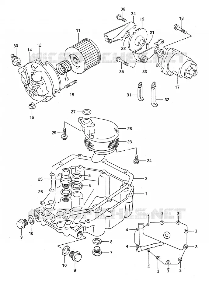 OIL PAN-OIL PUMP Suzuki MOTO 400 BANDIT-N 1993  GSF400P(E28)