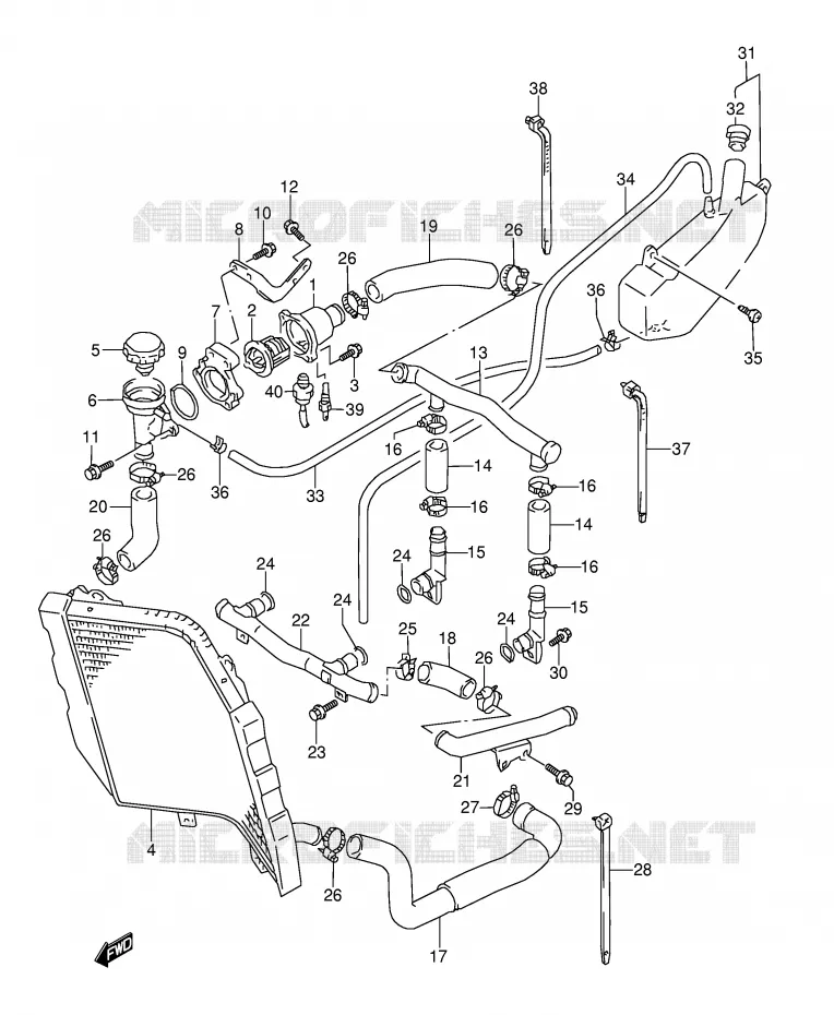 RADIATOR HOSE - EXPANSION TANK (MODEL S/T/V/W) Suzuki MOTO 1100 GSX-R 1995  GSX-R1100WS(E28)