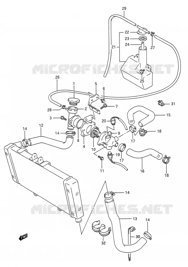 RADIATOR HOSE - EXPANSION TANK Suzuki MOTO 400 BANDIT-N 1993  GSF400P(E28)