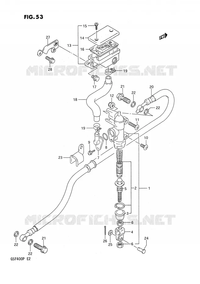 REAR BRAKE MASTER CYLINDER (MODEL M/N) Suzuki MOTO 400 BANDIT 1991  GSF400M(E2)
