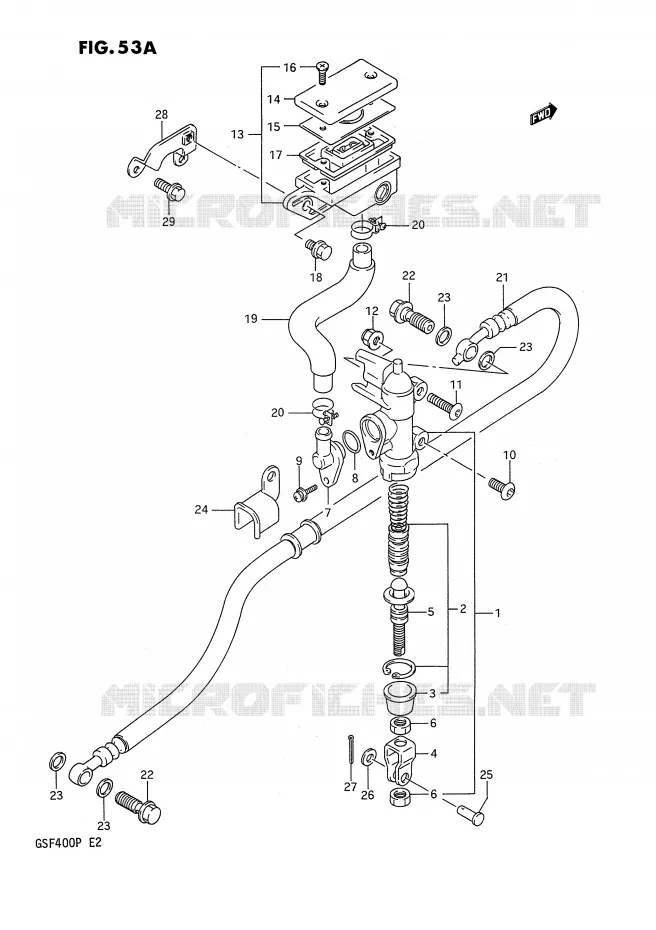 REAR BRAKE MASTER CYLINDER (MODEL P) Suzuki MOTO 400 BANDIT 1992  GSF400N(E2)