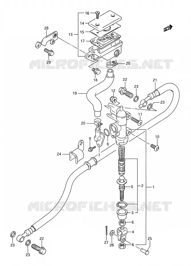 REAR BRAKE MASTER CYLINDER (MODEL P) Suzuki MOTO 400 BANDIT-N 1993  GSF400P(E28)