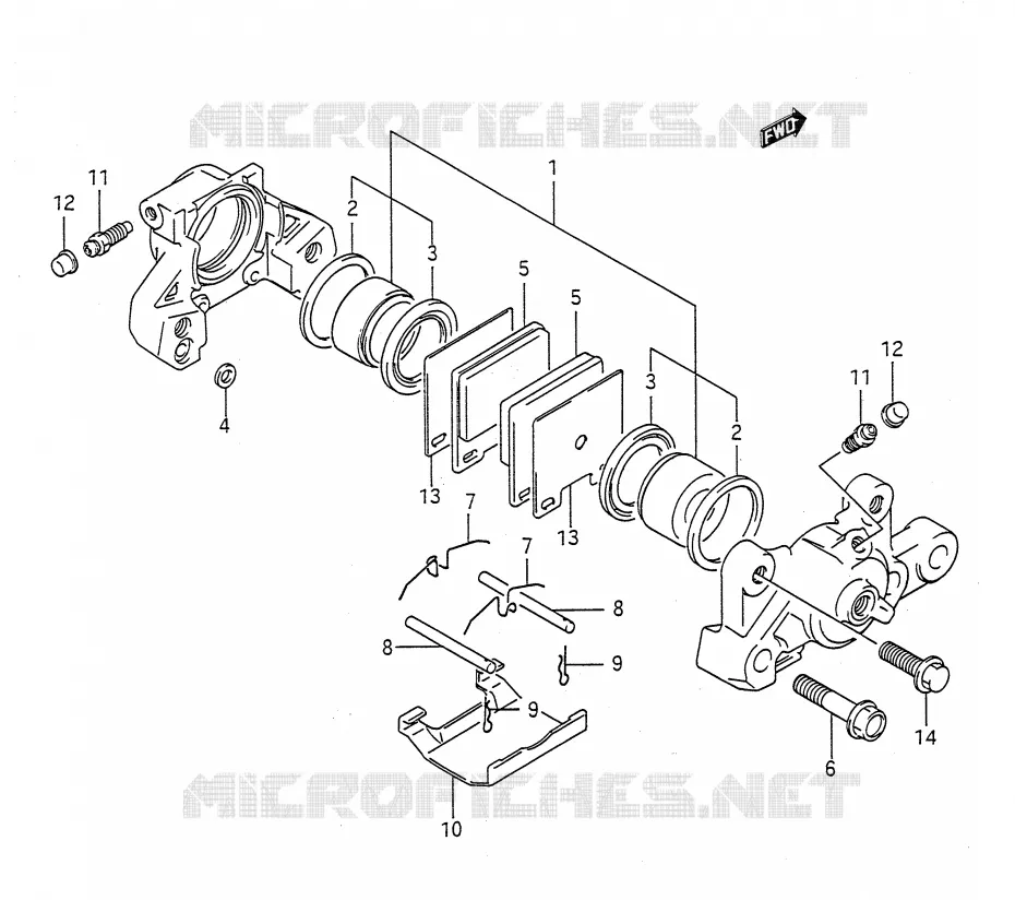 REAR CALIPER (MODEL M/N) Suzuki MOTO 400 BANDIT-N 1992  GSF400N(E28)