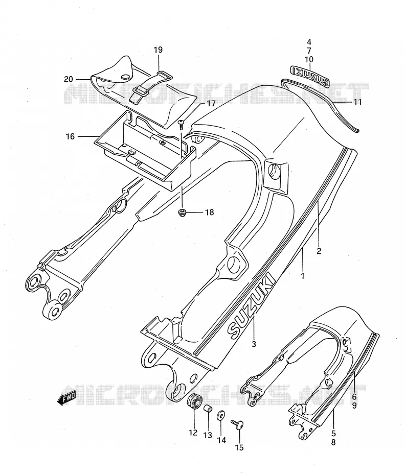 REAR FAIRING - SEAT COWL (MODEL J/K/L) Suzuki MOTO 1100 GSX-F 1991  GSX1100FM(E28)