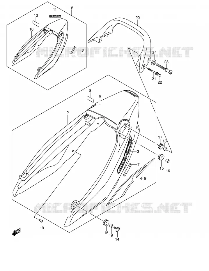 REAR FAIRING - SEAT COWL (MODEL K4) Suzuki MOTO 1400 GSX 2005  GSX1400K5(E2)