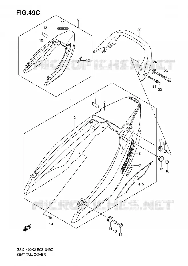 REAR FAIRING - SEAT COWL (MODEL K5) Suzuki MOTO 1400 GSX 2004  GSX1400K4(E2)