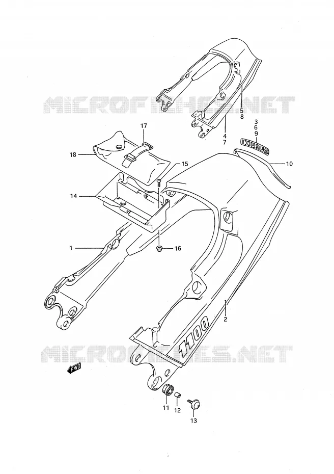 REAR FAIRING - SEAT COWL (MODEL M/N/P) Suzuki MOTO 1100 GSX-F 1992  GSX1100FN(E28)