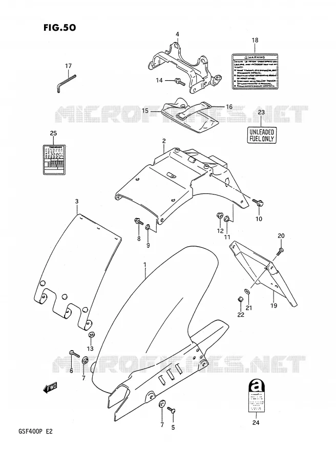 REAR FENDER Suzuki MOTO 400 BANDIT 1991  GSF400M(E2)