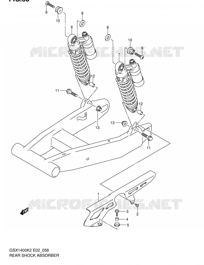 REAR SHOCK ABSORBER (MODEL K2/K3) Suzuki MOTO 1400 GSX 2003  GSX1400K3(E2)