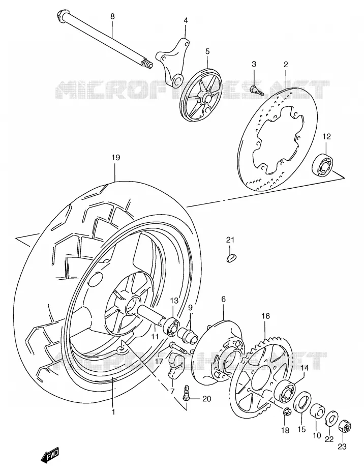 REAR WHEEL (GSF1200SAV/SAW/SAX/SAY) Suzuki MOTO 1200 BANDIT 2000  GSF1200SAY(E2)