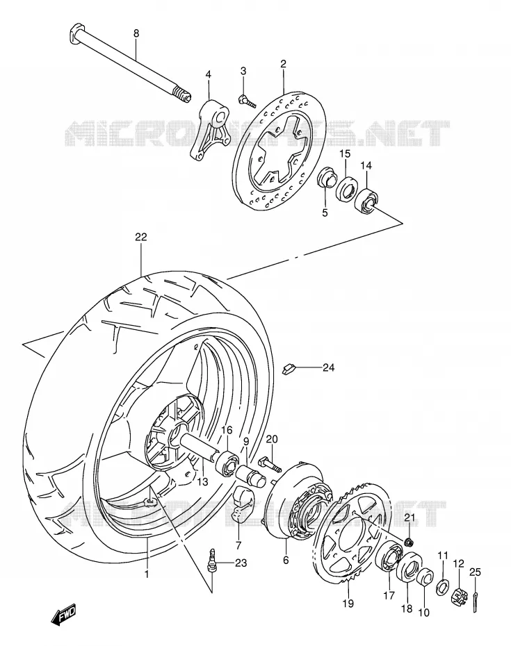 REAR WHEEL (MODEL S/T/V/W) Suzuki MOTO 1100 GSX-R 1995  GSX-R1100WS(E28)
