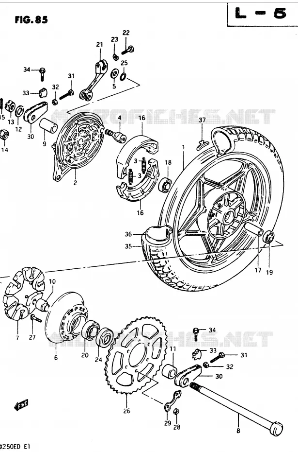REAR WHEEL (MODEL Z) Suzuki MOTO 250 GSX 1983  GSX250D(Z/D)