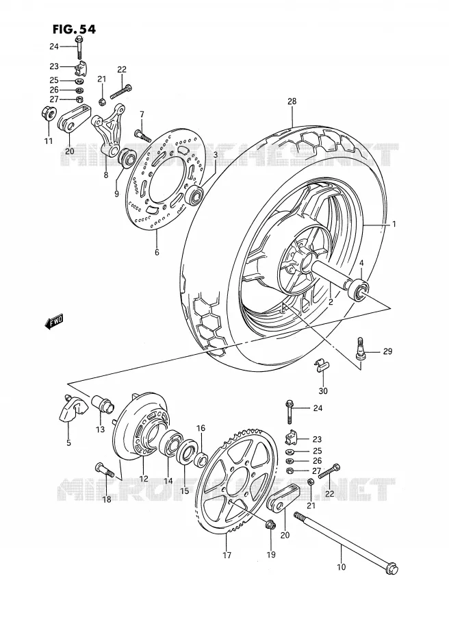 REAR WHEEL Suzuki MOTO 1100 GSX-F 1993  GSX1100FP(E2)