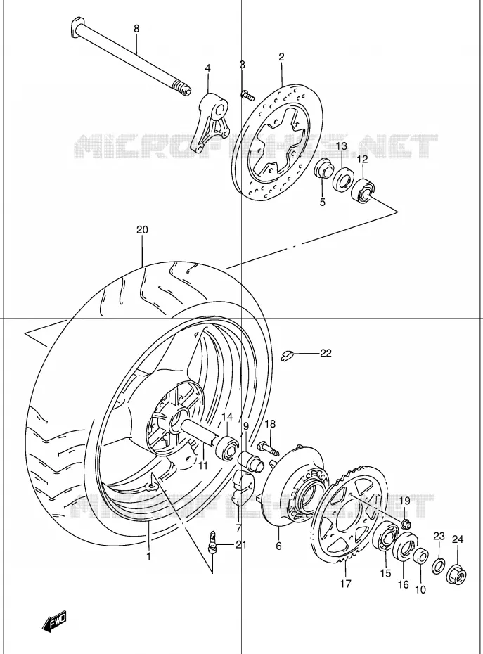 REAR WHEEL Suzuki MOTO 1200 BANDIT 2004  GSF1200ZK4(E2)