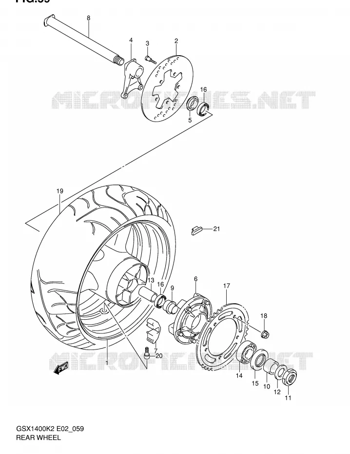 REAR WHEEL Suzuki MOTO 1400 GSX 2004  GSX1400K4(E2)