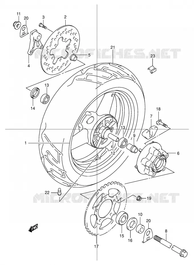 REAR WHEEL Suzuki MOTO 600 BANDIT 2001  GSF600SUK1(E2)