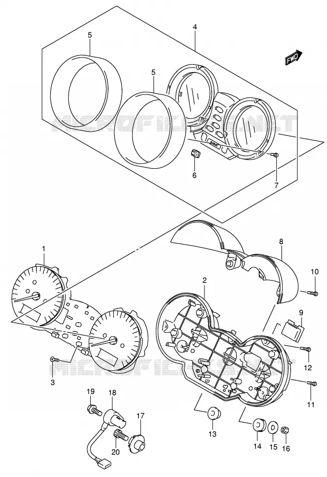 SPEEDOMETER (GSF1200SK2/SK3/SK4/SK5/SZK5) Suzuki MOTO 1200 BANDIT 2002  GSF1200K2(E2)