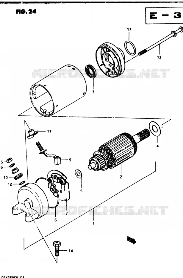 STARTER MOTOR (MODEL D) Suzuki MOTO 250 GSX 1983  GSX250D(Z/D)
