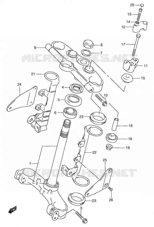 STEERING COLUMN (GSF1200T/V/W/X/Y/ST/SV/SW/SX/SY) Suzuki MOTO 1200 BANDIT 2000  GSF1200SAY(E2)