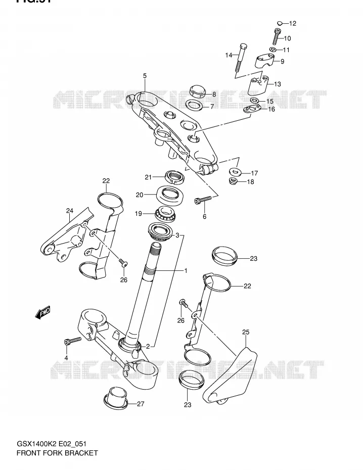 STEERING COLUMN (MODEL K2/K3/K4) Suzuki MOTO 1400 GSX 2002  GSX1400K2(E2)