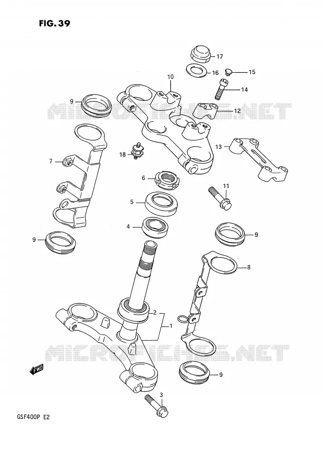 STEERING COLUMN Suzuki MOTO 400 BANDIT 1992  GSF400N(E2)