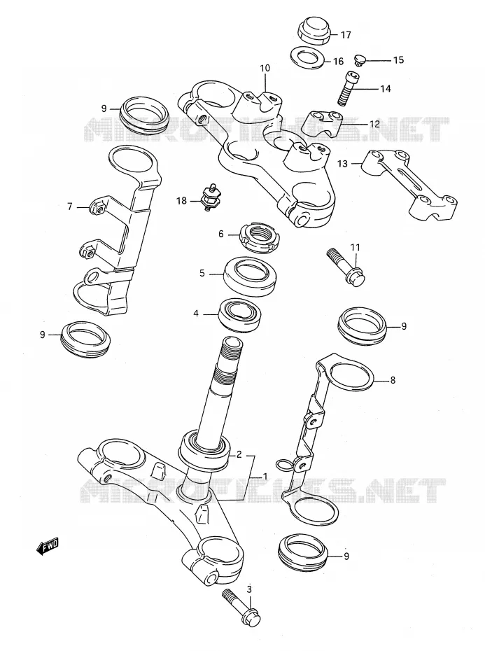 STEERING COLUMN Suzuki MOTO 400 BANDIT-N 1993  GSF400P(E28)