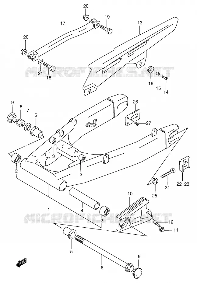 SWINGARM (GSF1200T/V/W/X/Y/ST/SV/SW/SX/SY) Suzuki MOTO 1200 BANDIT 1997  GSF1200SAV(E2)