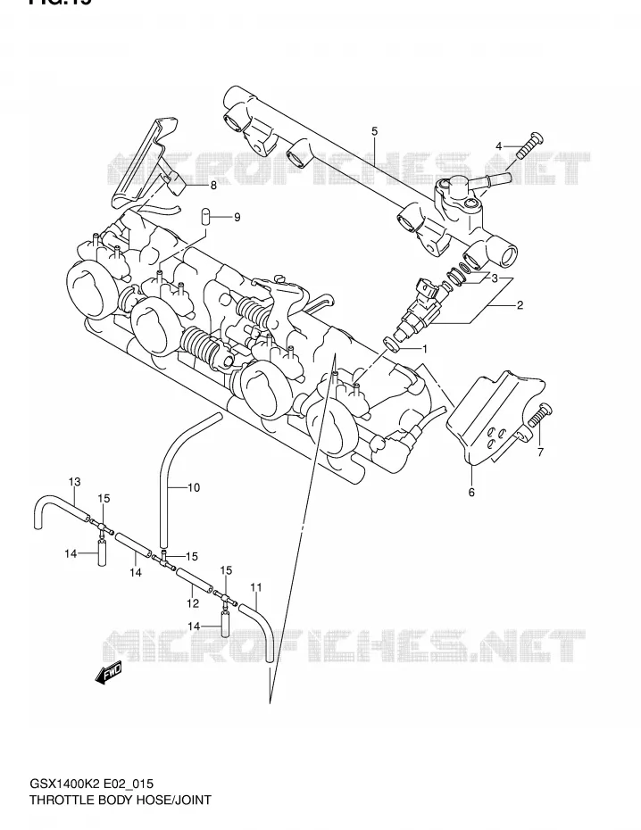 THROTTLE BODY HOSE/JOINT (MODEL K2) Suzuki MOTO 1400 GSX 2003  GSX1400K3(E2)