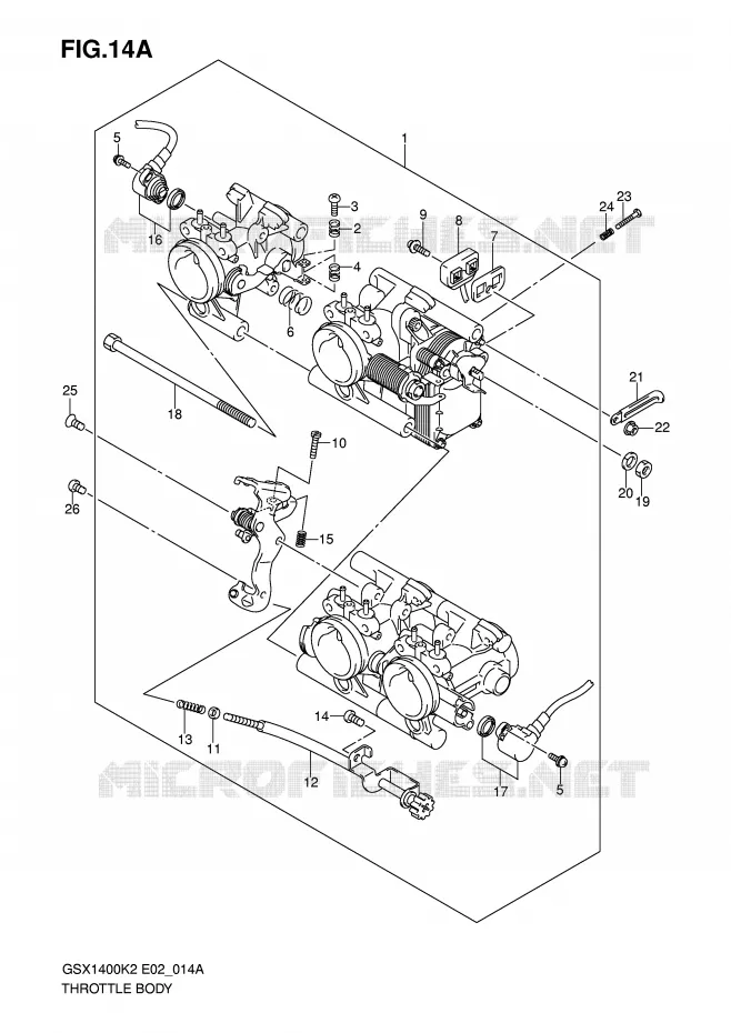THROTTLE BODY (MODEL K3/K4/K5) Suzuki MOTO 1400 GSX 2005  GSX1400U1K5(E2)