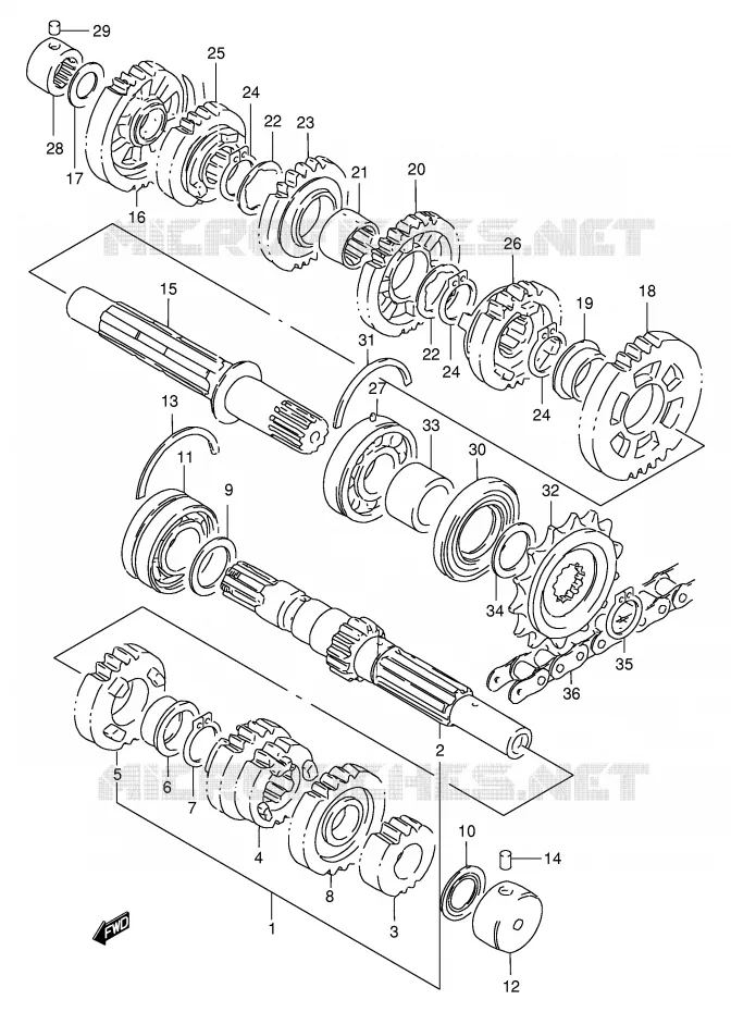 TRANSMISSION (GSX-R400RFL/RFM) Suzuki MOTO 400 GSX-R 1992  GSX-R400RN(E30)