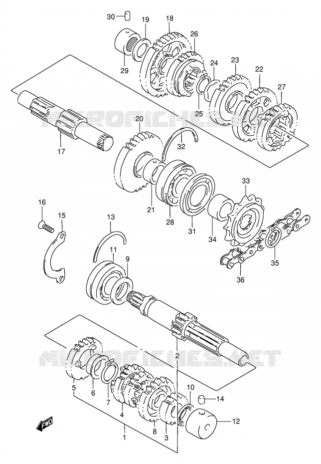 TRANSMISSION (MODEL M) Suzuki MOTO 250 GSX 1992  GSX250FN(E24)