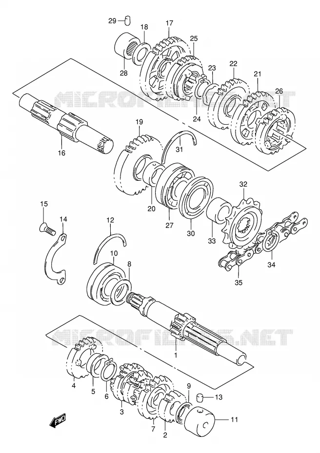 TRANSMISSION (MODEL N/P/R/T/V) Suzuki MOTO 250 GSX 1991  GSX250FM(E24)