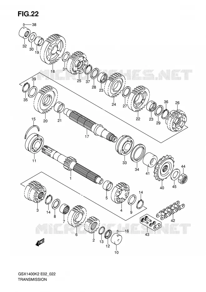 TRANSMISSION Suzuki MOTO 1400 GSX 2003  GSX1400K3(E2)